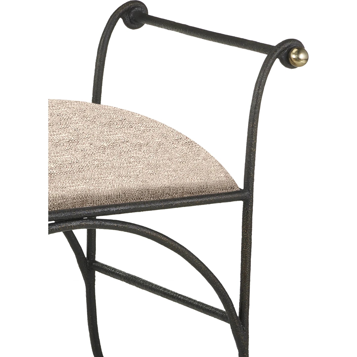 004 SI-2257393 | Closeup | Mabel Ottoman by Currey and Company in antique black, polished brass. Made from steel, stainless steel in a transitional style.