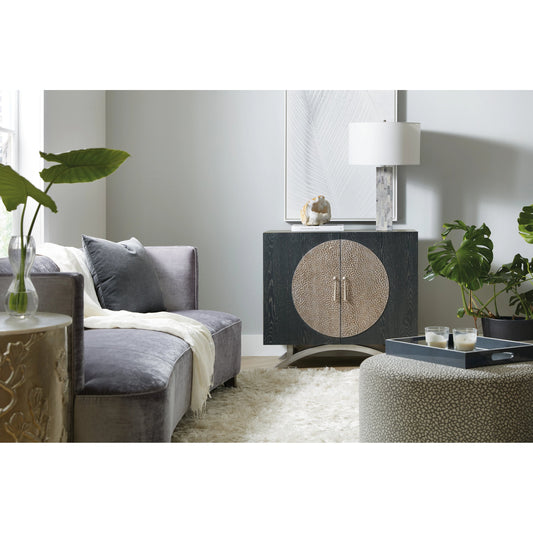 Melange Nolita Two Door Cabinet by Hooker Furniture in charcoal black. Made from oak veneers, resin, metal in a modern style.