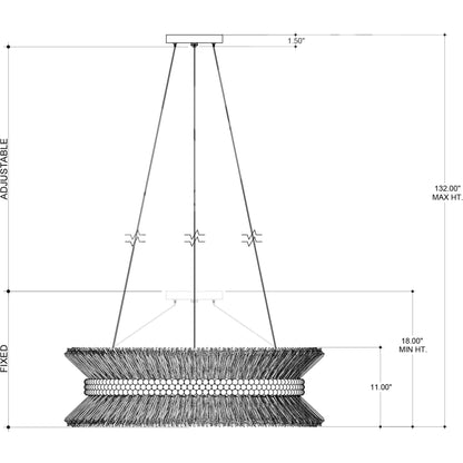 Seychelles Chandelier by Currey and Company in sugar white, natural raffia. Made from wrought iron, raffia, wood beads in a coastal style.