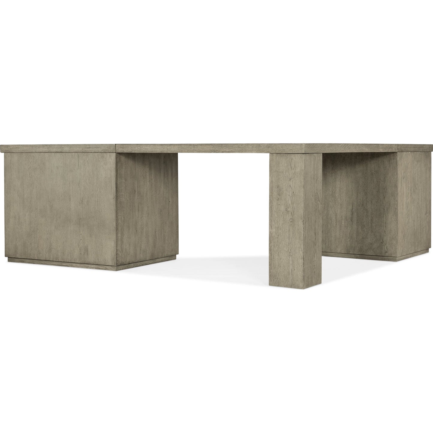 002 SI-1900740 | Additional Silo | Linville Falls Corner Desk with Lateral and Small File by Hooker Furniture in mink, antique pewter. Made from oak veneers in a modern style.