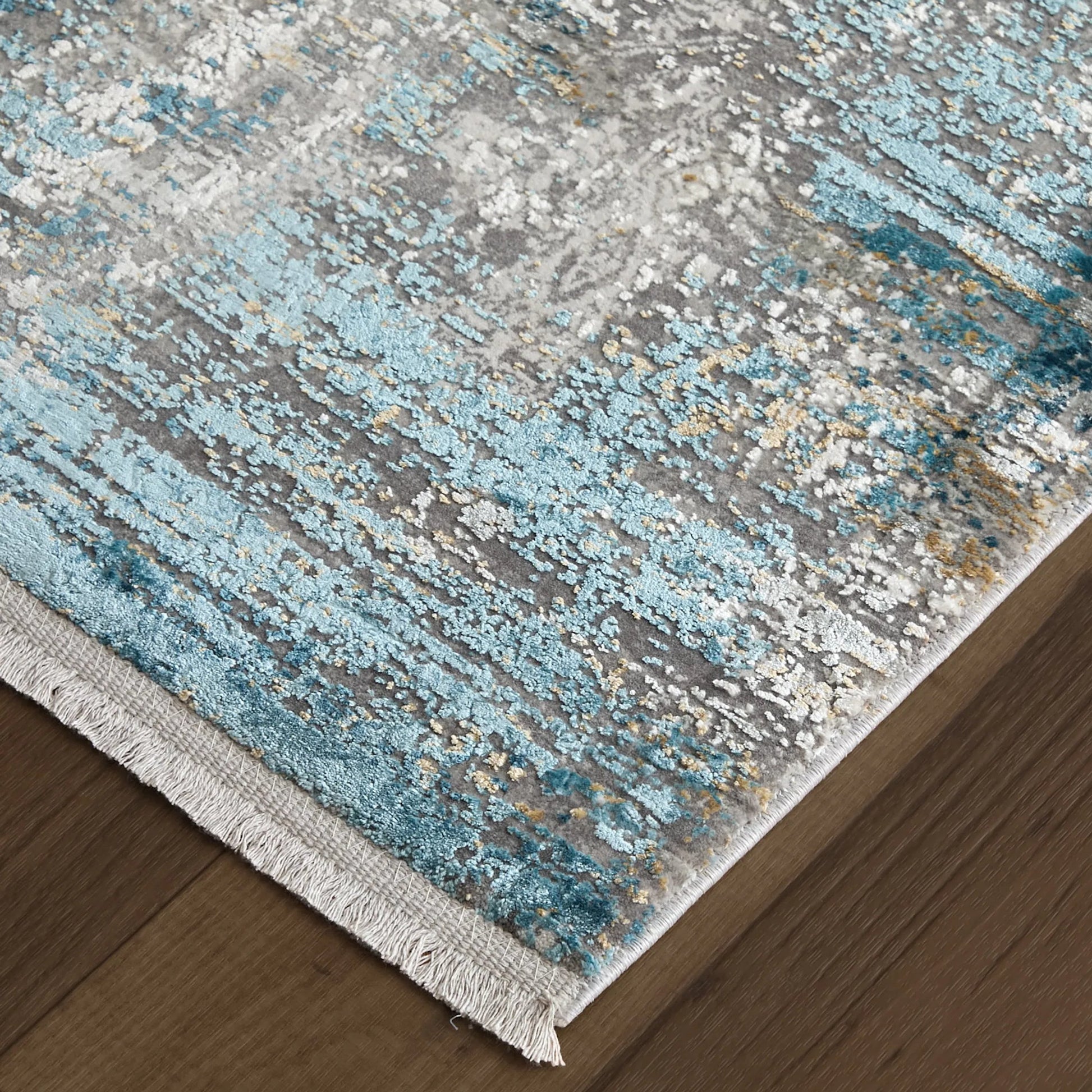 Cadiz Rug - 3889F by Feizy in ivory, blue, gold. Made from viscose, acrylic in a unique style.