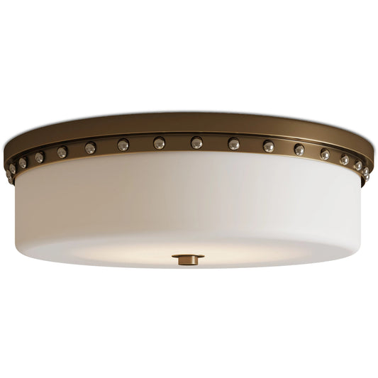 Barnabe Flush Mount by Currey and Company in white, antique brass, polished nickel. Made from glass, metal in a unique style.