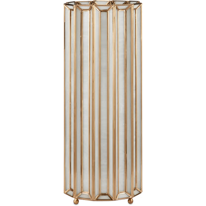 Daze Uplight Table Lamp by Currey and Company in white, antique brass. Made from glass, brass, metal in a modern style.