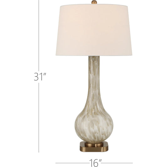 Bombon Table Lamp by Currey and Company in pale brown, off-white, antique brass. Made from glass, metal in a unique style.