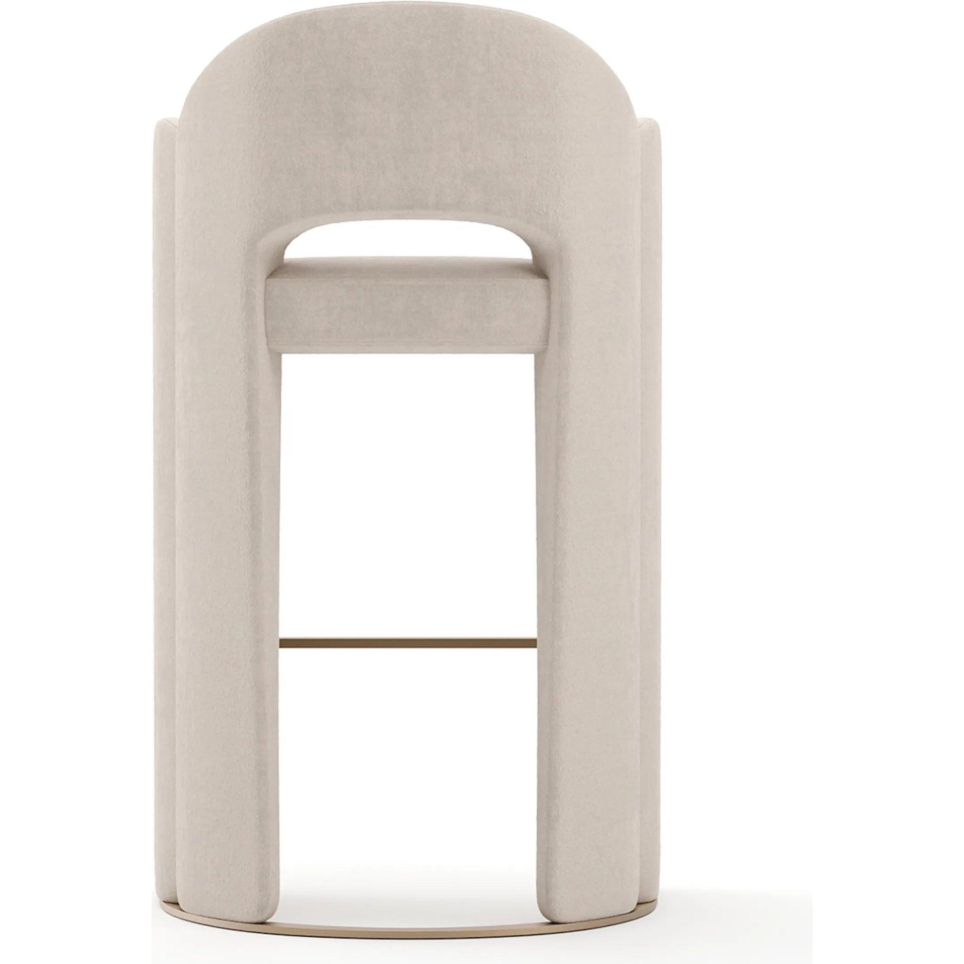 Overlap Bar Stool by Caracole in ivory and whisper of gold. Made from metal in a transitional style.