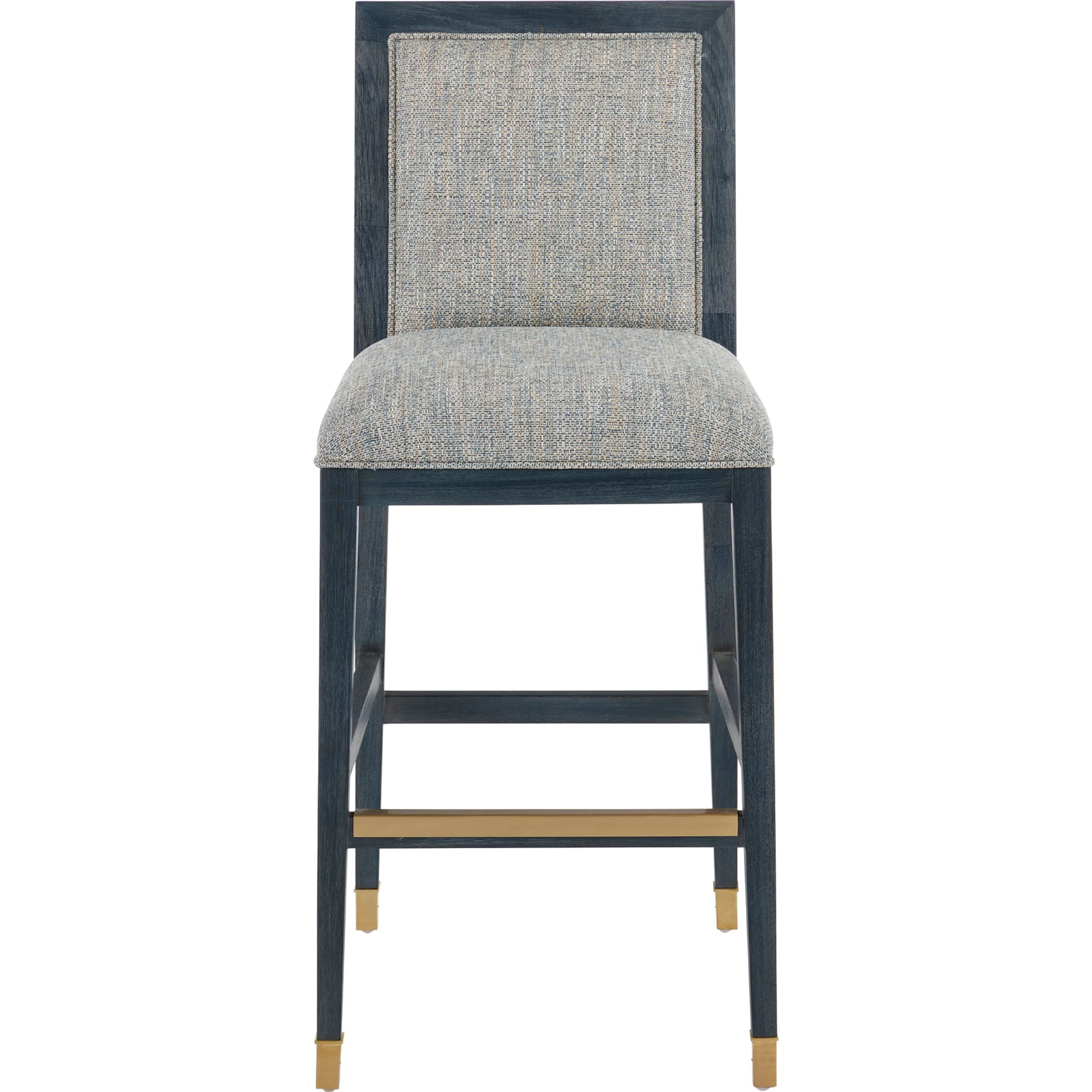 Santos Bar Stool by Currey and Company. Made from mahogany, rattan, brass in a modern style.