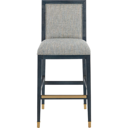 Santos Bar Stool by Currey and Company. Made from mahogany, rattan, brass in a modern style.