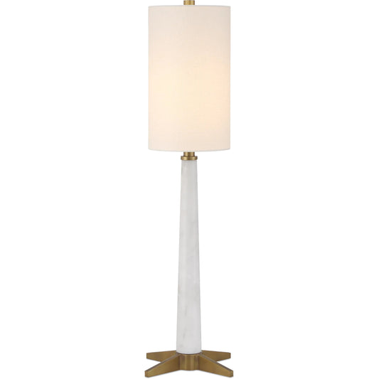 Munroe Table Lamp by Currey and Company in white, antique brass. Made from marble, metal in a unique style.