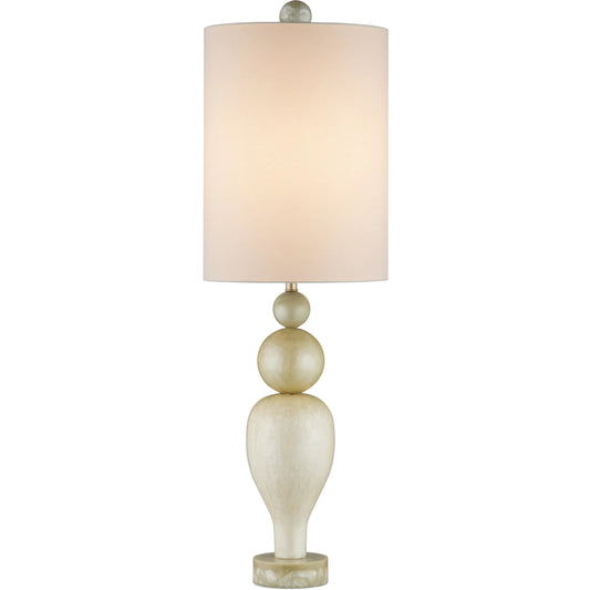 Hutson Table Lamp by Currey and Company in warm ivory, light olive. Made from composite in a unique style.