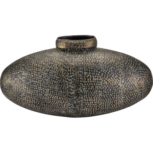 Brigadier Vase by Currey and Company in verdigris. Made from cast aluminum in a unique style.