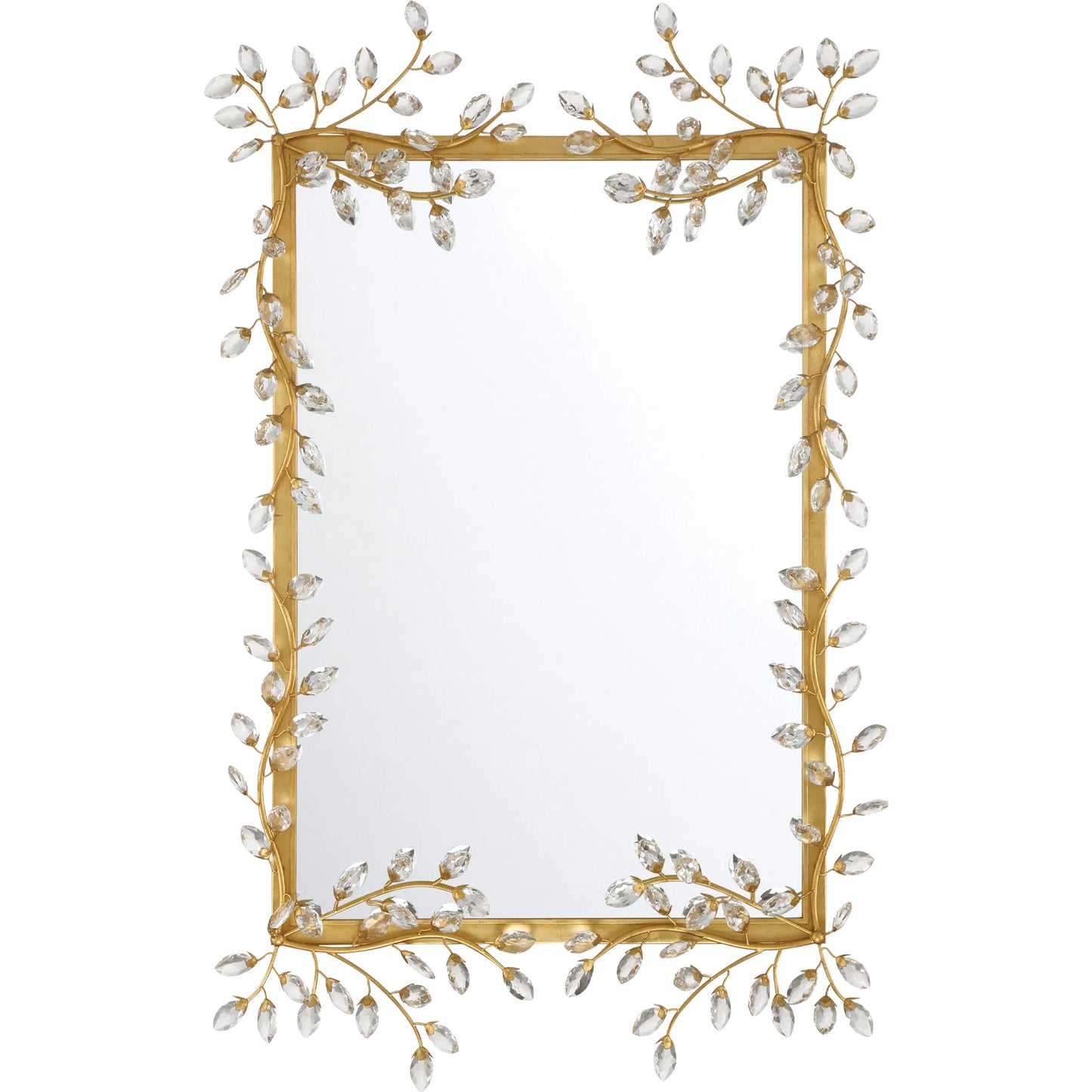 001 SI-2387030 | Primary Silo | Forget-Me-Not Mirror by Currey and Company. Made from crystal, metal, glass in a modern style.