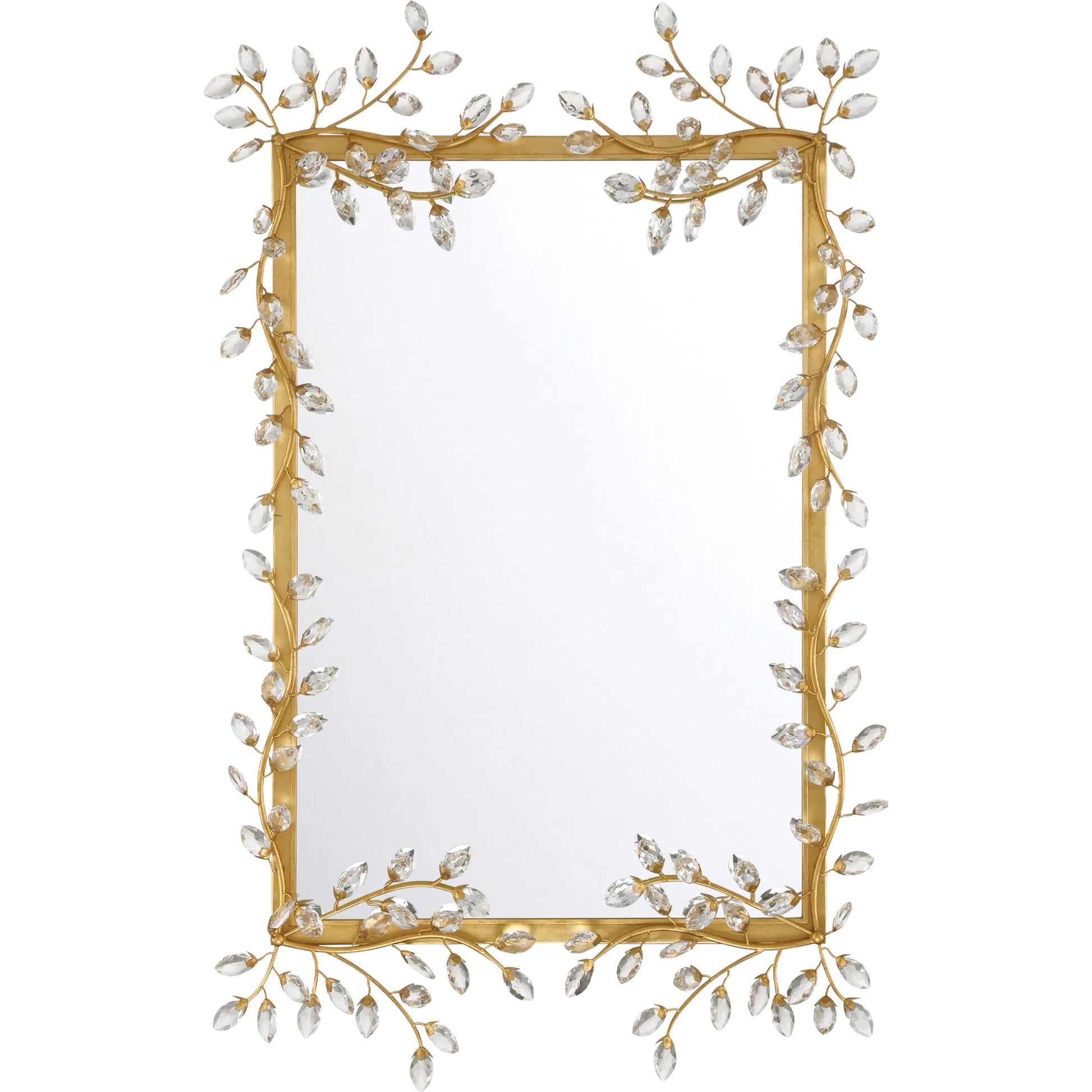 Forget-Me-Not Mirror by Currey and Company. Made from crystal, metal, glass in a modern style.