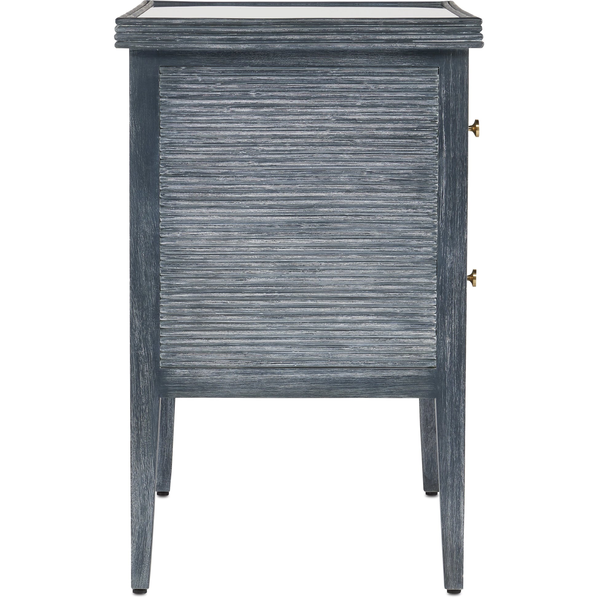 Santos 2-Drawer Chest by Currey and Company. Made from mahogany, rattan, brass, glass in a transitional style.