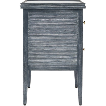 Santos 2-Drawer Chest by Currey and Company. Made from mahogany, rattan, brass, glass in a transitional style.