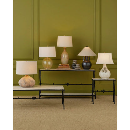 Stellata Table Lamp by Currey and Company in ochre. Made from ceramic in a modern style.