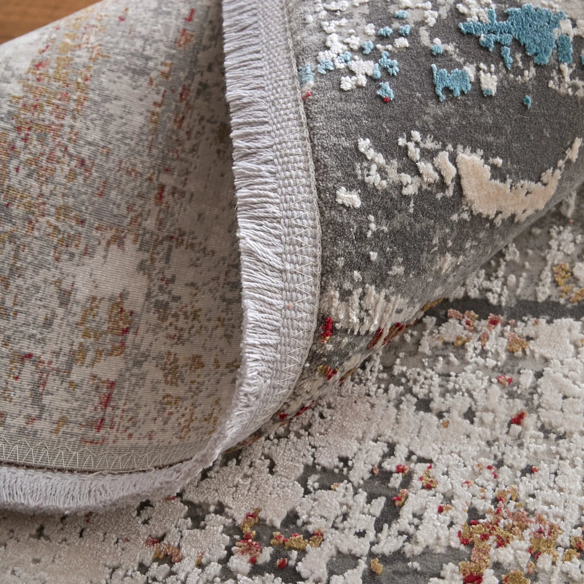 Cadiz Rug - 3903F by Feizy in gray, red, blue. Made from viscose, acrylic in a unique style.