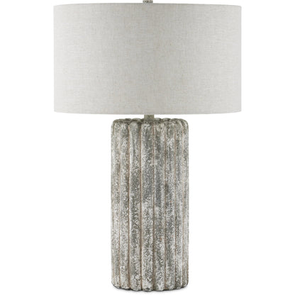 Boudoirs Table Lamp by Currey and Company in dark gray, off-white. Made from concrete in a modern style.
