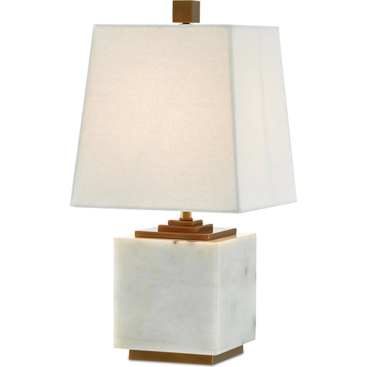 Annelore Table Lamp by Currey and Company in white, antique brass. Made from marble, metal in a modern style.