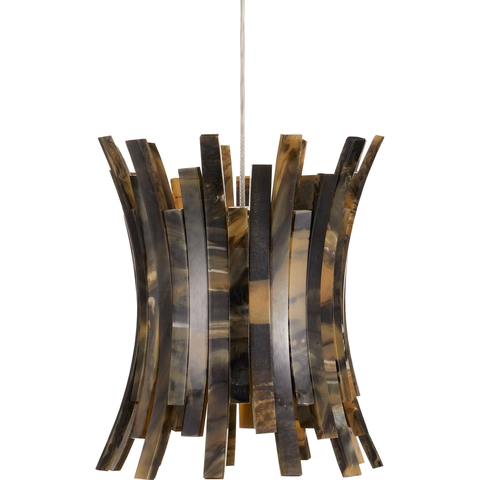 Alsop Rectangular 7-Light Multi-Drop Pendant by Currey and Company in brown, black, silver. Made from composite in a modern style.