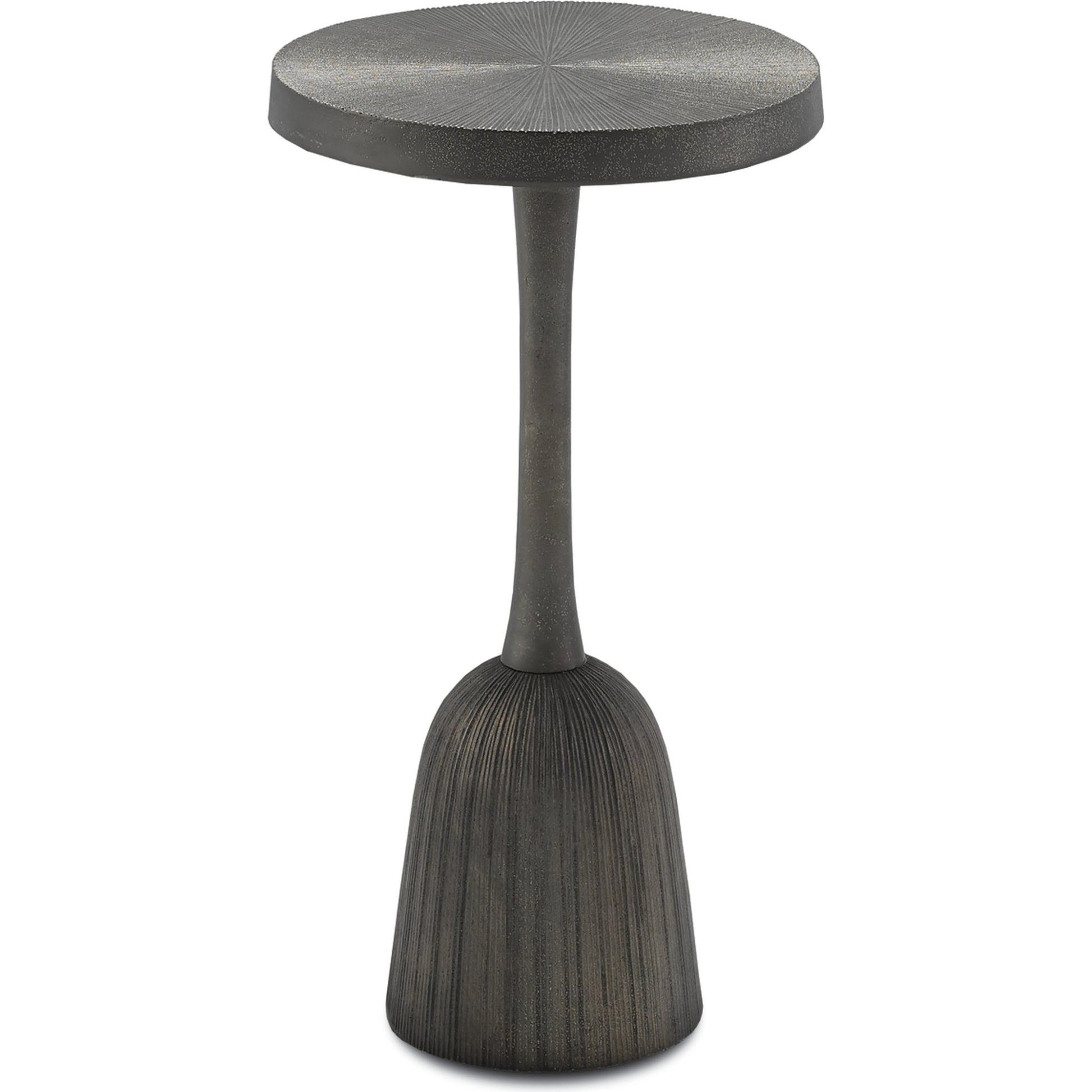 Tulee Accent Table by Currey and Company in antique black. Made from cast aluminum in a eclectic & global style.