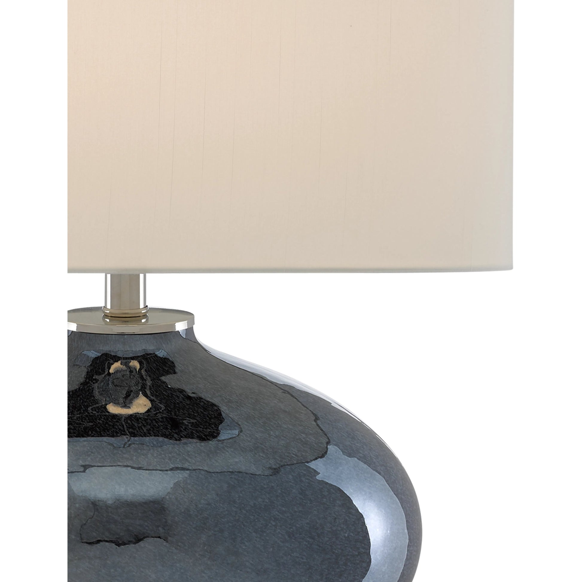 Lucent Table Lamp by Currey and Company in blue plated, polished nickel. Made from glass in a modern style.