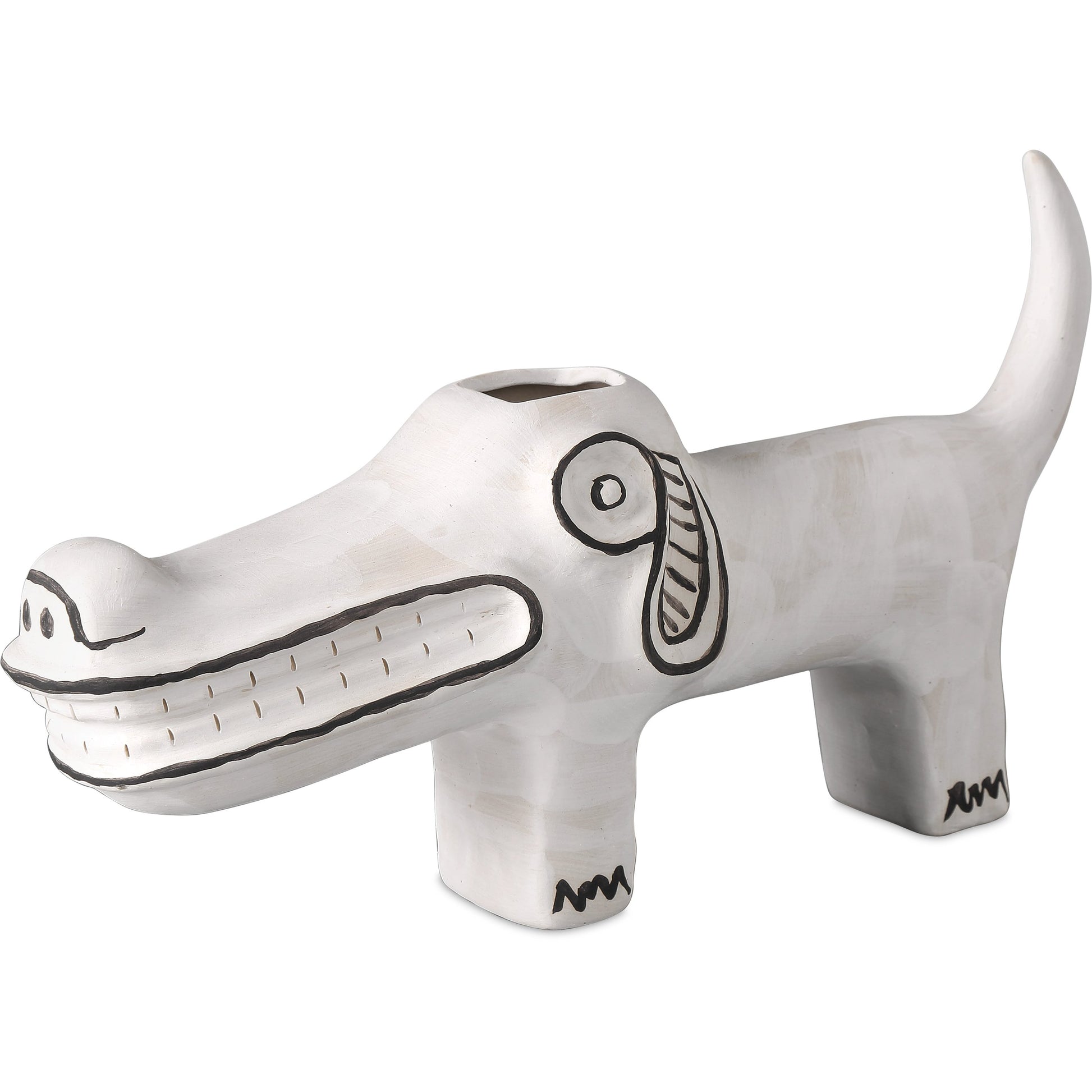 Spot the Dog by Currey and Company in washed white, black. Made from porcelain in a eclectic & global style.