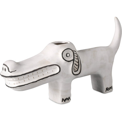 Spot the Dog by Currey and Company in washed white, black. Made from porcelain in a eclectic & global style.