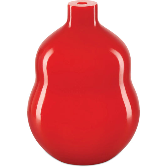 Bittersweet Peking Double Gourd Vase by Currey and Company in coral orange. Made from glass in a unique style.
