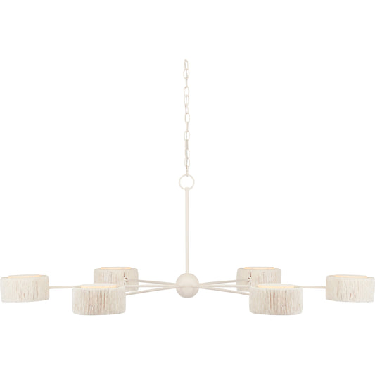 Monreale Chandelier by Currey and Company in white. Made from wrought iron, paper twine in a modern style.