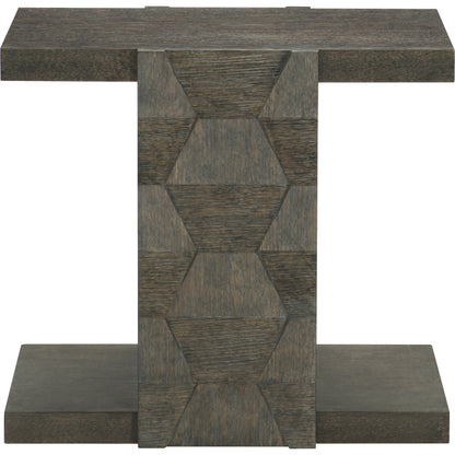 Linea End Table by Bernhardt in cerused charcoal. Made from white oak veneers in a unique style.