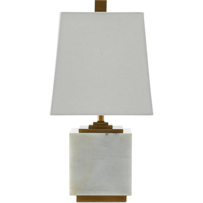 Annelore Table Lamp by Currey and Company in white, antique brass. Made from marble, metal in a modern style.