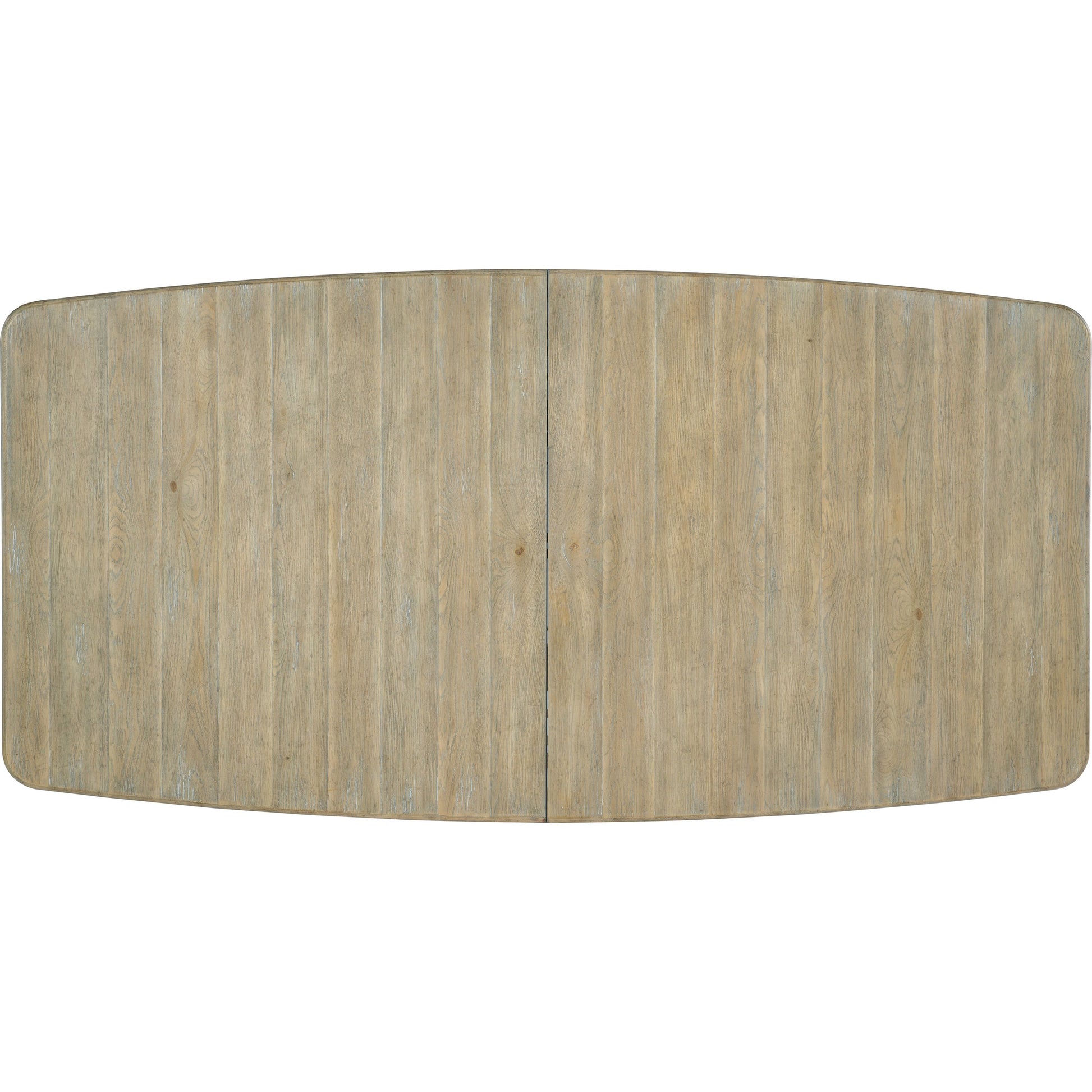 Surfrider Dining Table by Hooker Furniture in driftwood. Made from pecan veneers with solid-wood edge top in a transitional style.