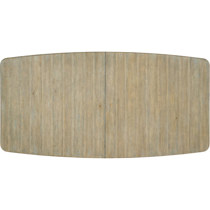 Surfrider Dining Table by Hooker Furniture in driftwood. Made from pecan veneers with solid-wood edge top in a transitional style.