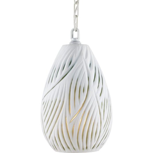 Midori Pendant by Currey and Company in white, green. Made from glass, iron in a modern style.