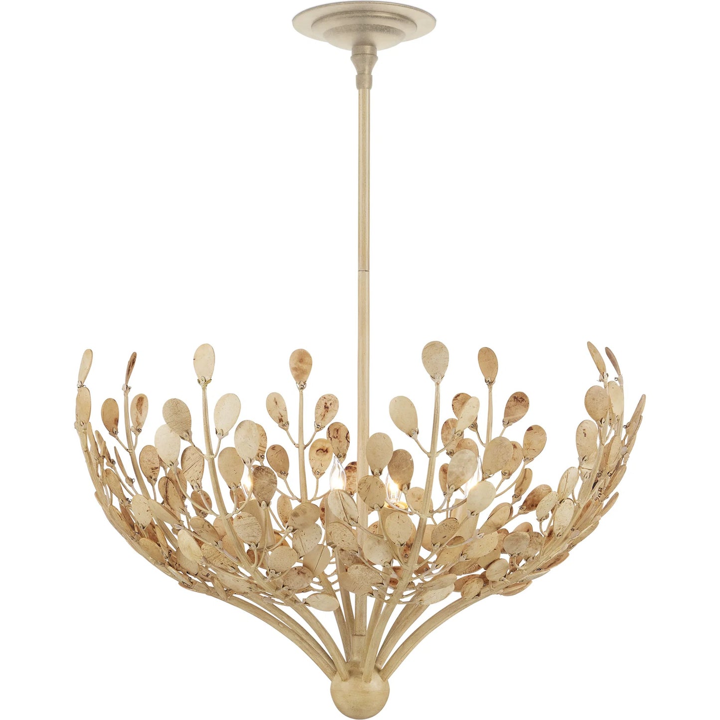 006 SI-2257435 | Additional Silo | Maypan Chandelier by Currey and Company in coco cream, natural. Made from wrought iron, coco shells in a modern style.