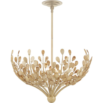Maypan Chandelier by Currey and Company in coco cream, natural. Made from wrought iron, coco shells in a modern style.