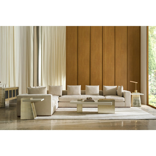 Bello 5-Piece Sectional by Caracole in oatmeal and retro walnut. Made from unique in a unique style.