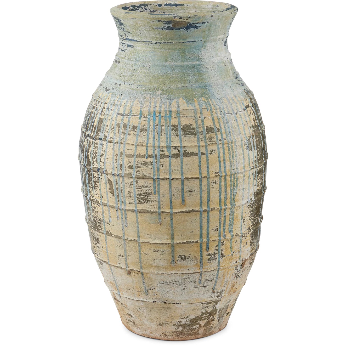 013 SI-2257255 | Additional Silo | Ragusa Urn by Currey and Company in antique white, blue drip. Made from terracotta in a rustic style.
