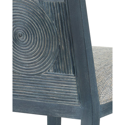 Santos Counter Stool by Currey and Company. Made from mahogany, rattan, brass in a modern style.