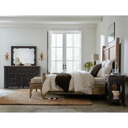 Americana One-Drawer Oval Nightstand by Hooker Furniture. Made from oak veneers in a modern style.