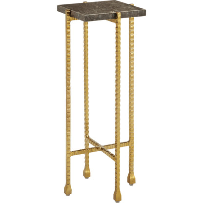 Flying Drinks Table by Currey and Company in natural, gold. Made from cappuccino stone, iron in a modern style.