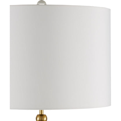 Waterfall Table Lamp by Currey and Company in clear, natural, brass. Made from optic crystal, marble, metal in a modern style.