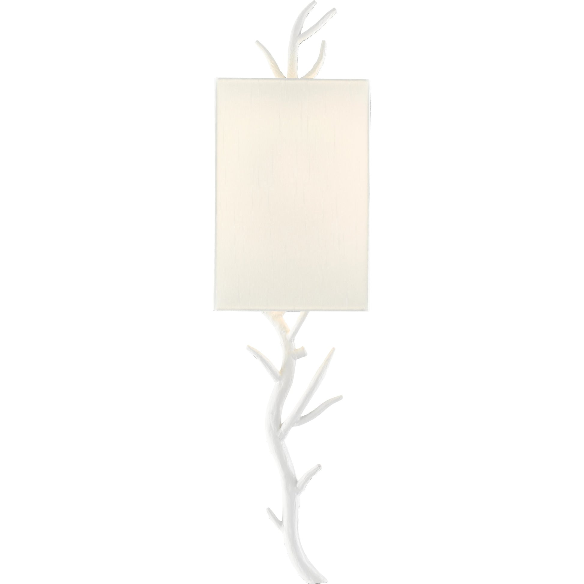 Baneberry Wall Sconce by Currey and Company in gesso white. Made from wrought iron in a transitional style.