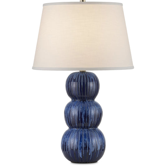 Salacia Table Lamp by Currey and Company in blue. Made from ceramic, metal in a modern style.