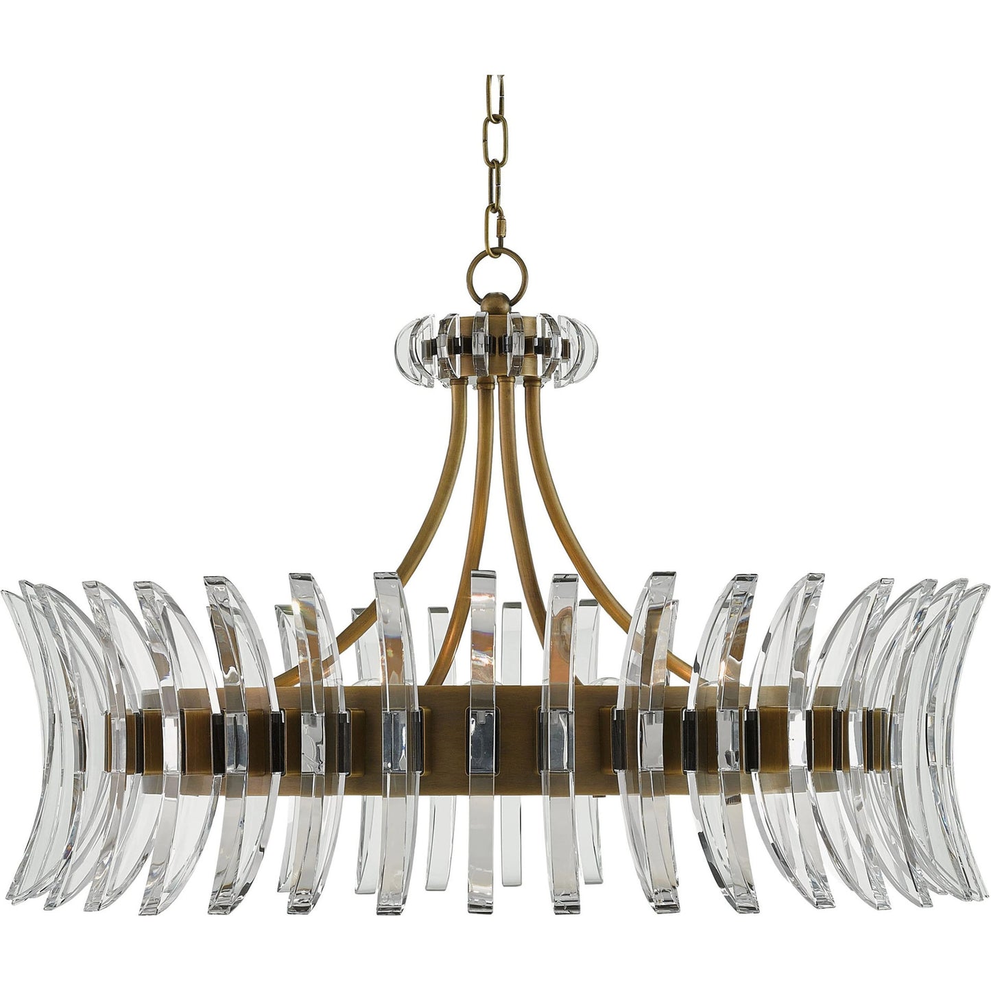 001 S-223493 | Primary Silo | Coquette Brass Chandelier by Currey and Company in antique brass. Made from metal, crystal in a modern style.