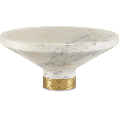 Vincent Marble Bowl by Currey and Company in black, brass. Made from marble, brass in a modern style.