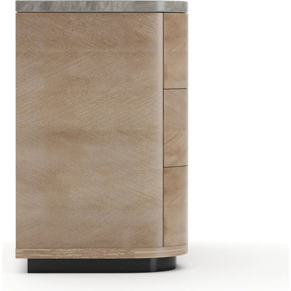 Nomadic Nightstand by Caracole in gray, marble, bronze and chocolate koto. Made from marble in a transitional style.