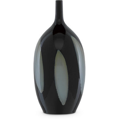 Let Us Twist the Glass Tall Vase by Currey and Company in black, steel blue. Made from ceramic in a modern style.