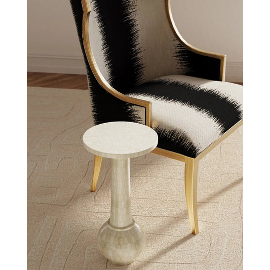 Osa Drinks Table by Currey and Company in off-white. Made from bone, engineered wood, wood in a modern style.