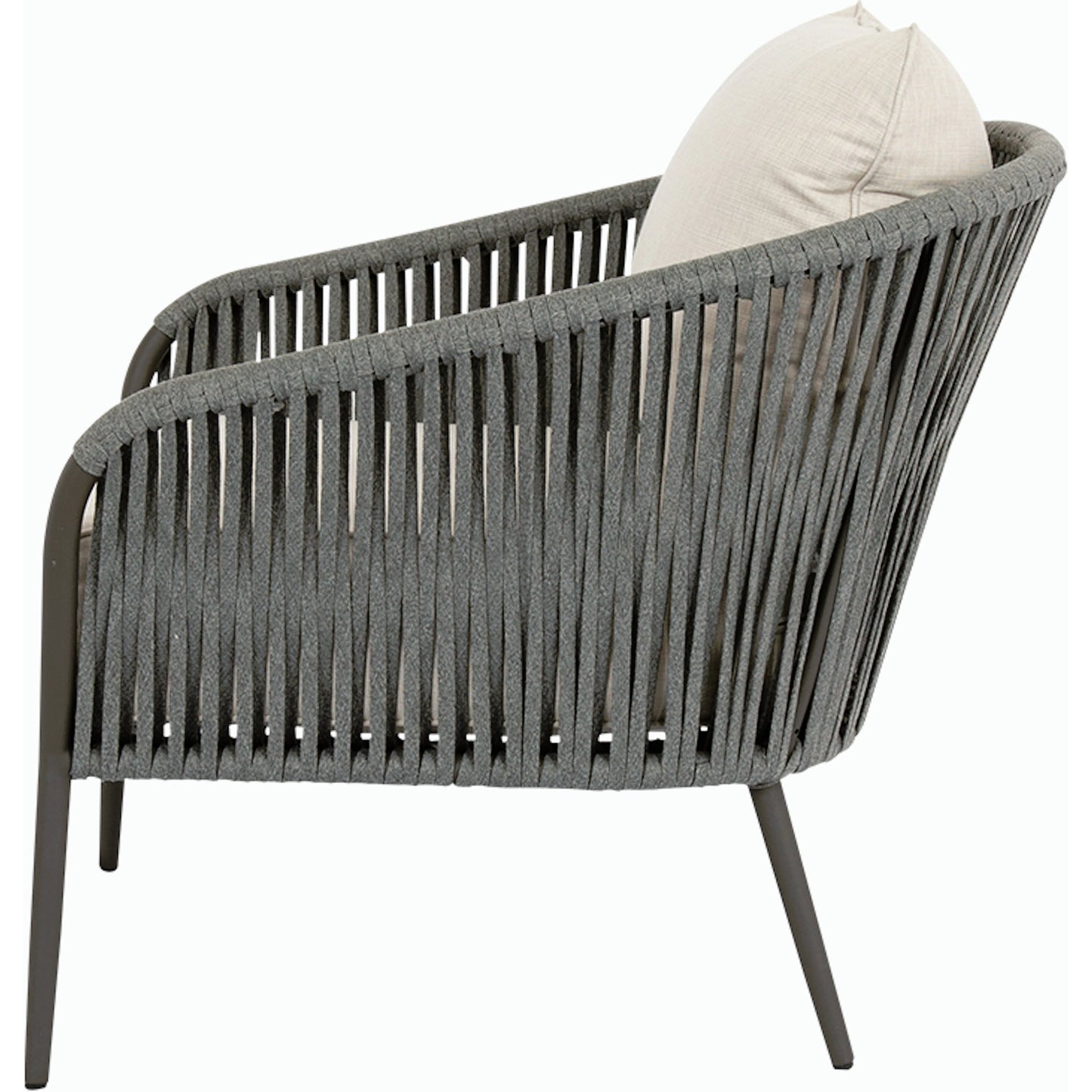 004 SI-2167041 | Additional Silo | Florence Outdoor Club Chair by Sunset West in graphite. Made from olefin rope in a coastal style.